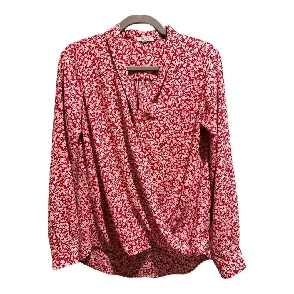 Size S Pleione Floral Faux Wrap‎ Blouse